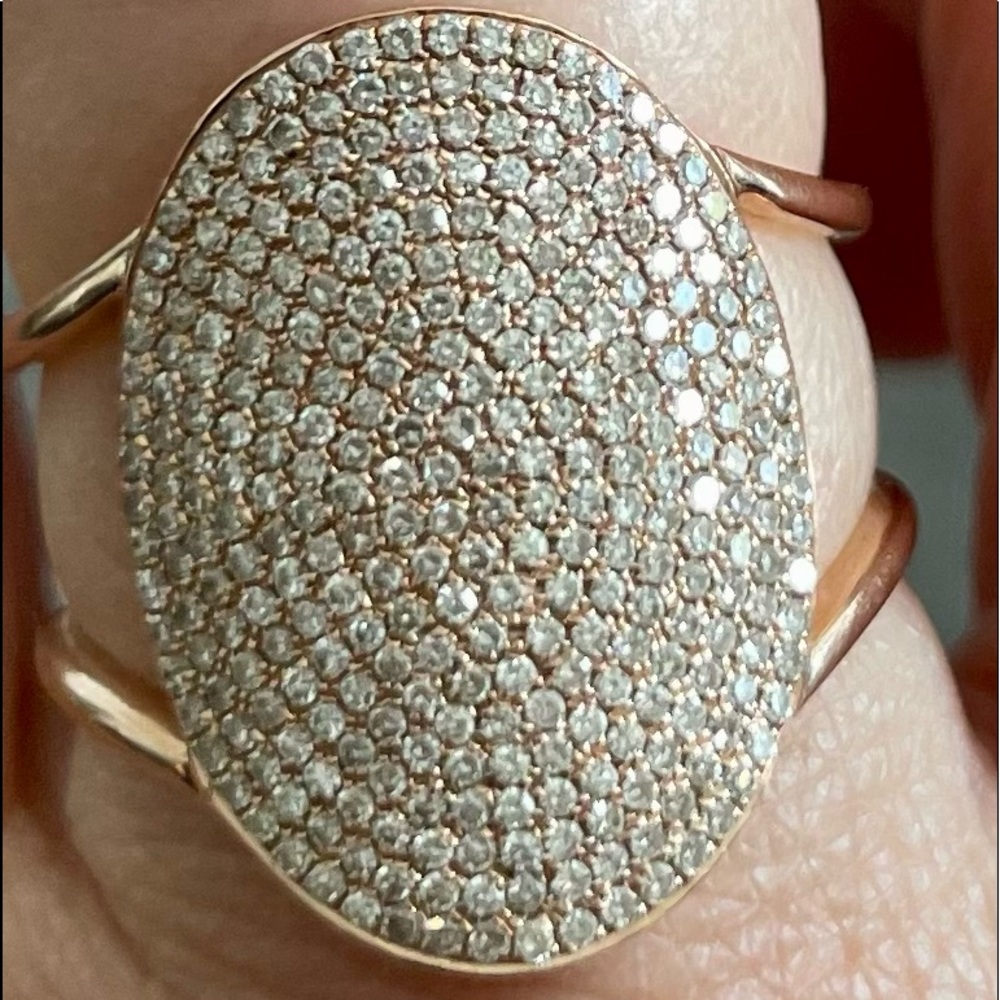 EF COLLECTION Diamond Jumbo Oval Ring in Rose Gold